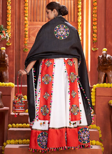 Black and White Gamthi Embroidery Work Garba Chaniya Choli